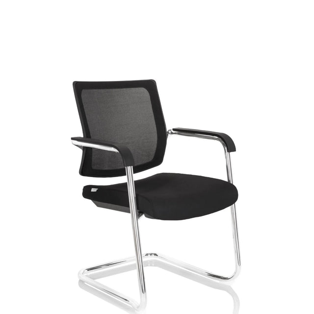 Black Cantilever chair LEVIA V with mesh backrest and chrome frame by hjh OFFICE