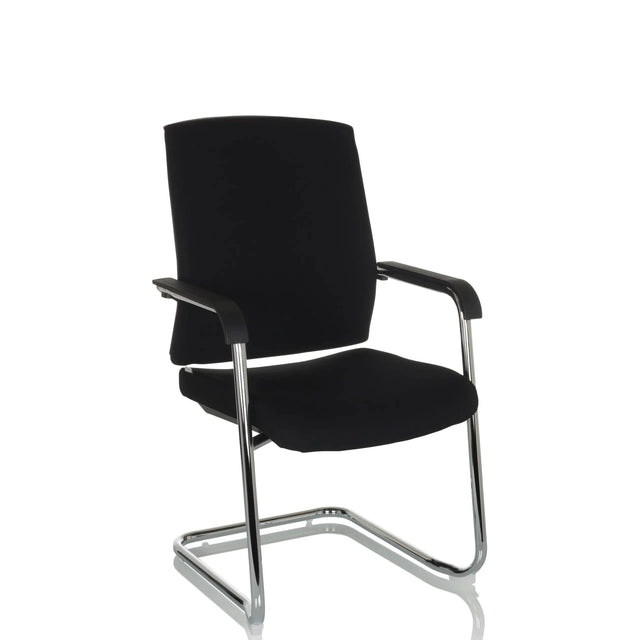 Black Cantilever chair LEVIA VP with padding and chrome frame by hjh OFFICE