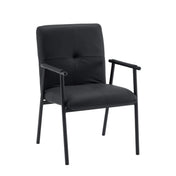 Black Lifea Flex upholstered chair made of faux leather with armrests and a slim metal frame by hjh LIVING