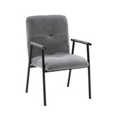 Grey upholstered armchair Lifea Flex with black metal frame and armrests by hjh LIVING