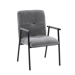 Grey upholstered armchair Lifea Flex with black metal frame and armrests by hjh LIVING