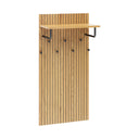 Wall-mounted coat rack LINNO SPACE in oak look with black shelf and six hooks by hjh LIVING