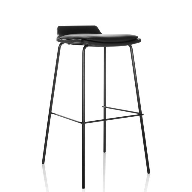 Black Bar stool LONSO 10 with padded seat and slim metal frame by hjh OFFICE