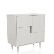 White Chest of drawers LYKKJA with four offset front flaps and conical legs by hjh LIVING