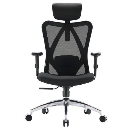 Professional Office Chair M18-M148 in black with mesh backrest and chromed base by Sihoo