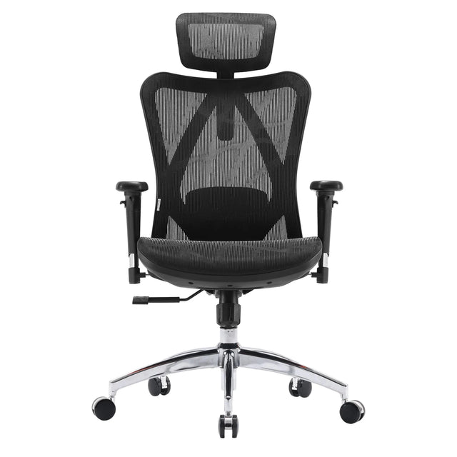 Professional Office Chair M57-M015 with black mesh cover, headrest and chrome base by Sihoo