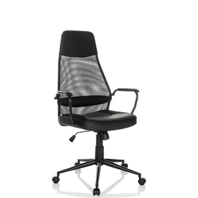Black Home Office Executive Chair MARCOZ with mesh backrest and armrests by MyBuero