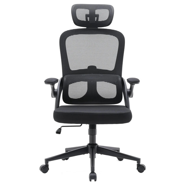 Professional Office Chair MC102C-M101 in black with mesh backrest and headrest by Sihoo