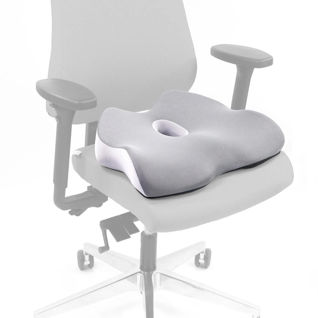 Grey Seat Cushion MEDISIT IV with a central cutout on an office chair by hjh OFFICE
