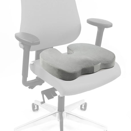 Grey Seat Cushion MEDISIT VIII with ergonomic shape on an office chair by hjh OFFICE