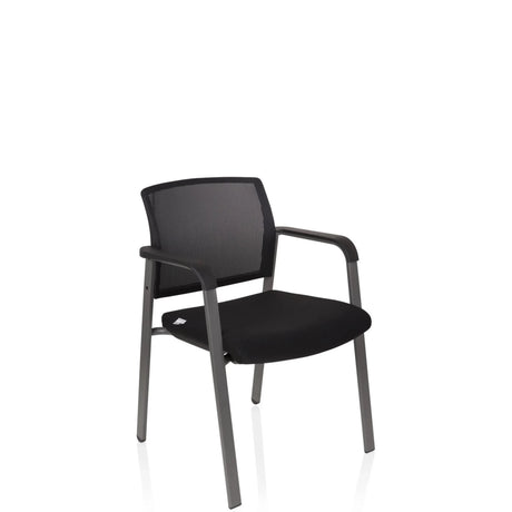 Black Four-legged chair MEET with mesh backrest and armrests by hjh OFFICE