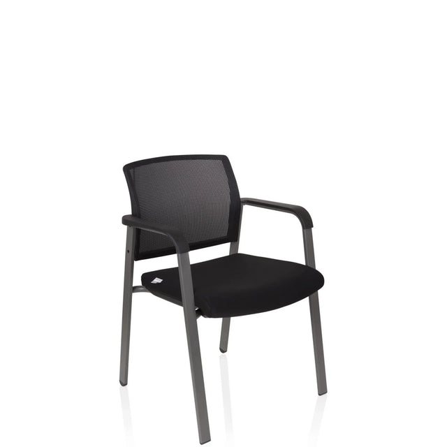 Black Four-legged chair MEET with mesh backrest and armrests by hjh OFFICE