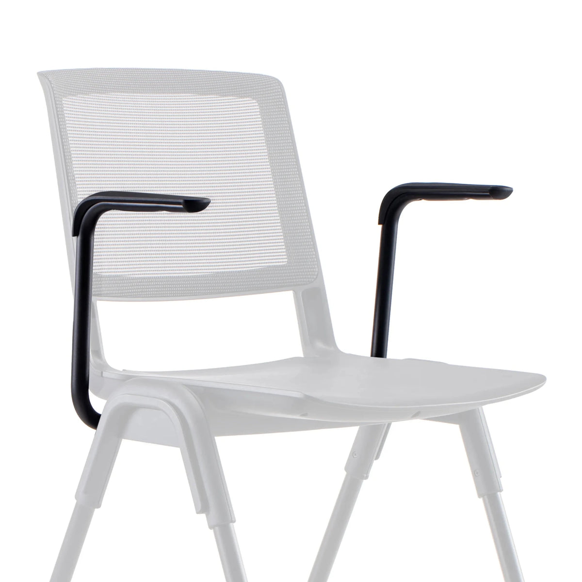 White MEET WA chair with black Armrests and a white mesh back by hjh OFFICE