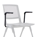 White MEET WA chair with black Armrests and a white mesh back by hjh OFFICE