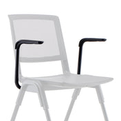 White MEET WA chair with black Armrests and a white mesh back by hjh OFFICE
