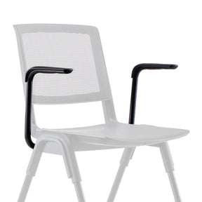 White MEET WA chair with black Armrests and a white mesh back by hjh OFFICE