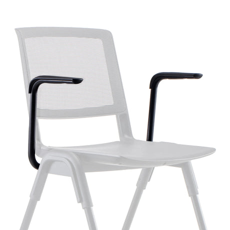 White MEET WA chair with black Armrests and a white mesh back by hjh OFFICE