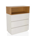 Chest of drawers MELMO K in white and oak with three drawers and an open compartment by hjh LIVING