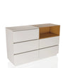 White Sideboard MELMO S with oak-coloured open shelf and drawers by hjh LIVING