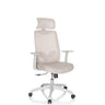 Home Office Chair MIKEO W in beige fabric upholstery with headrest and white armrests by hjh OFFICE