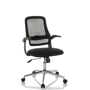 Black Home Office Chair MIKO B ECO with mesh backrest and glossy base by hjh OFFICE