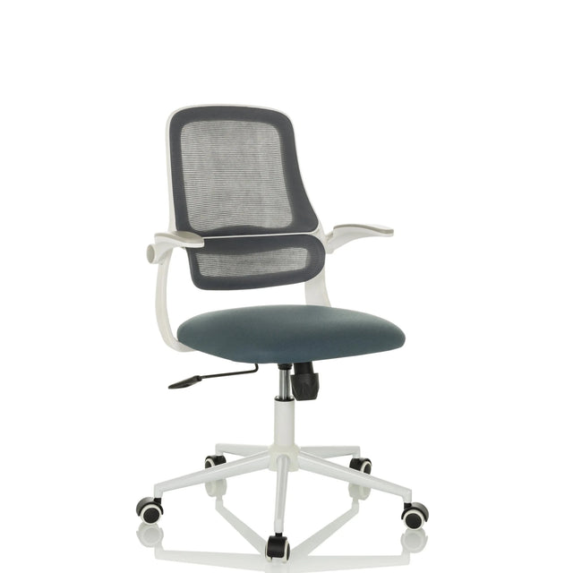 Home Office Chair MIKO W ECO with grey mesh backrest and white frame by hjh OFFICE