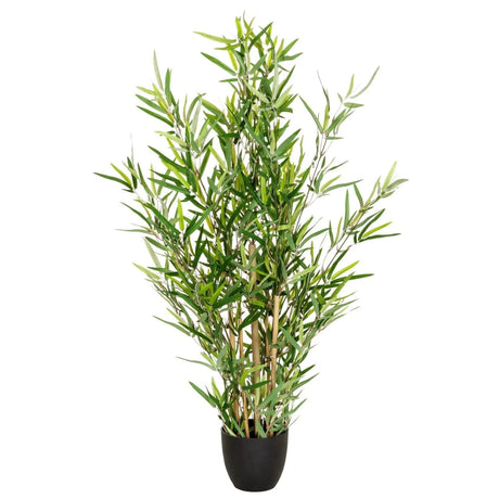 Artificial plant MINI BAMBUS with green bamboo leaves in a black pot by hjh OFFICE