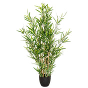 Artificial plant MINI BAMBUS with green bamboo leaves in a black pot by hjh OFFICE