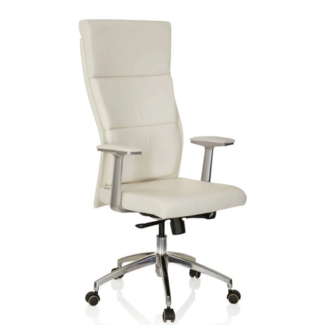 Luxury Executive Chair MONZA 20 in cream-white upholstery with a chromed base by hjh OFFICE