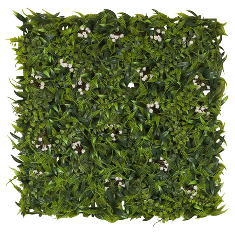 Green Plant mat MORE GREEN I with dense fern leaves and small white flowers by hjh OFFICE