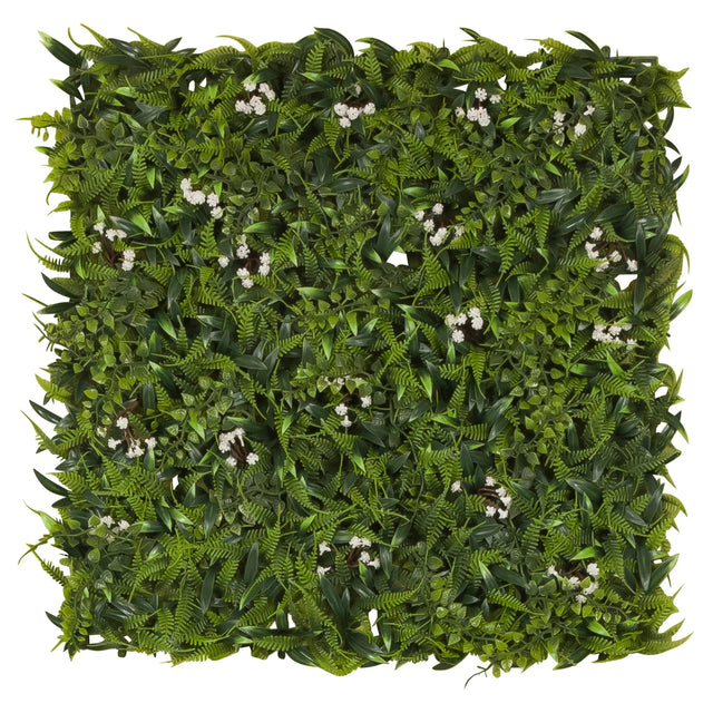 Green Plant mat MORE GREEN I with dense fern leaves and small white flowers by hjh OFFICE
