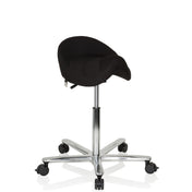 Black Saddle stool MOVE-TEC 3D PRO I with chrome star base and castors by hjh OFFICE