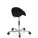 Black Saddle stool MOVE-TEC 3D PRO I with chrome star base and castors by hjh OFFICE