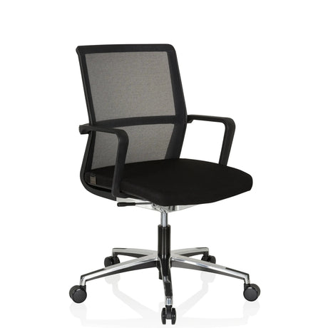 Black Professional Office Chair MOVE-TEC NET 3D with mesh backrest and glossy star base by hjh OFFICE