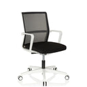 Professional Office Chair MOVE-TEC NET 3D W in white and black with mesh backrest and caster base by hjh OFFICE