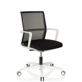 Professional Office Chair MOVE-TEC NET 3D W in white and black with mesh backrest and caster base by hjh OFFICE