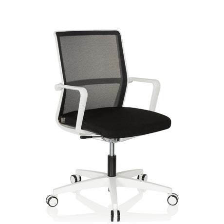 Professional Office Chair MOVE-TEC NET 3D W in white and black with mesh backrest and caster base by hjh OFFICE