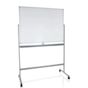 Whiteboard MULTIBOARD I with a white writing surface and silver frame on castors by hjh OFFICE