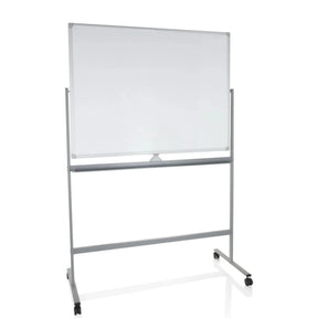 Whiteboard MULTIBOARD I with a white writing surface and silver frame on castors by hjh OFFICE