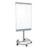 Whiteboard MULTIBOARD in silver with a white writing surface on a mobile stand by hjh OFFICE