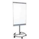 Whiteboard MULTIBOARD in silver with a white writing surface on a mobile stand by hjh OFFICE