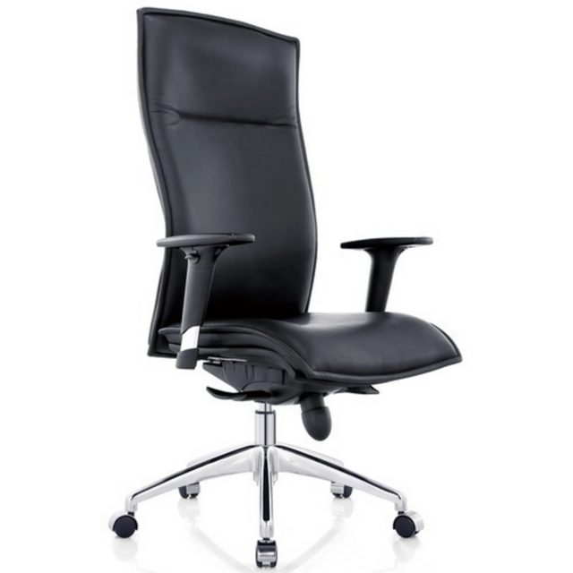 Luxury Executive Chair MURANO 20 with black leather upholstery and glossy base by hjh OFFICE