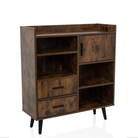 Brown Chest of drawers MYRDAL with two drawers, a cupboard compartment and open shelves by hjh LIVING