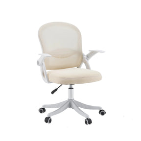 Home Office Chair Naluro in beige with light mesh cover and white armrests by hjh OFFICE