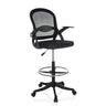 Black Counter chair Naluro Work with mesh backrest, foot ring and castors by hjh OFFICE