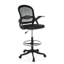 Black Counter chair Naluro Work with mesh backrest, foot ring and castors by hjh OFFICE