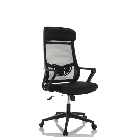 Black Home Office Chair NEKEO with mesh backrest and armrests by hjh OFFICE