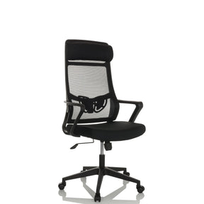 Black Home Office Chair NEKEO with mesh backrest and armrests by hjh OFFICE