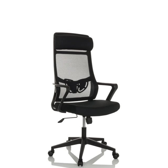 Black Home Office Chair NEKEO with mesh backrest and armrests by hjh OFFICE