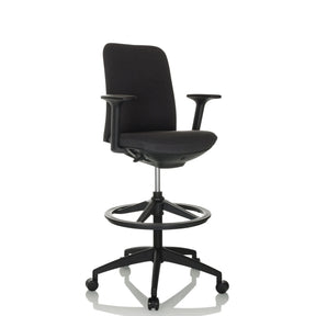 Black Counter chair NESTORA WORK with padded seat, armrests and footring by hjh OFFICE